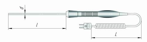 Чертеж погружной термопары ХА К1-КП для измерителя IT-8