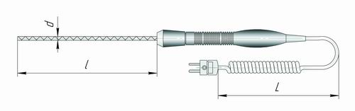 Чертеж погружной термопары K типа К1-КПФ для измерителя IT-8 для агрессивных сред