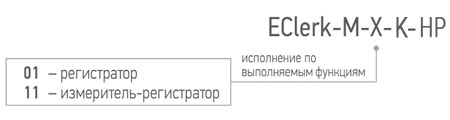 Схема обозначения при заказе измерителя регистратора температуры EClerk-M